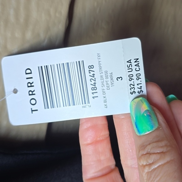 Torrid Black Off Shoulder Strappy Foxy Tee 3x New - Picture 6 of 9